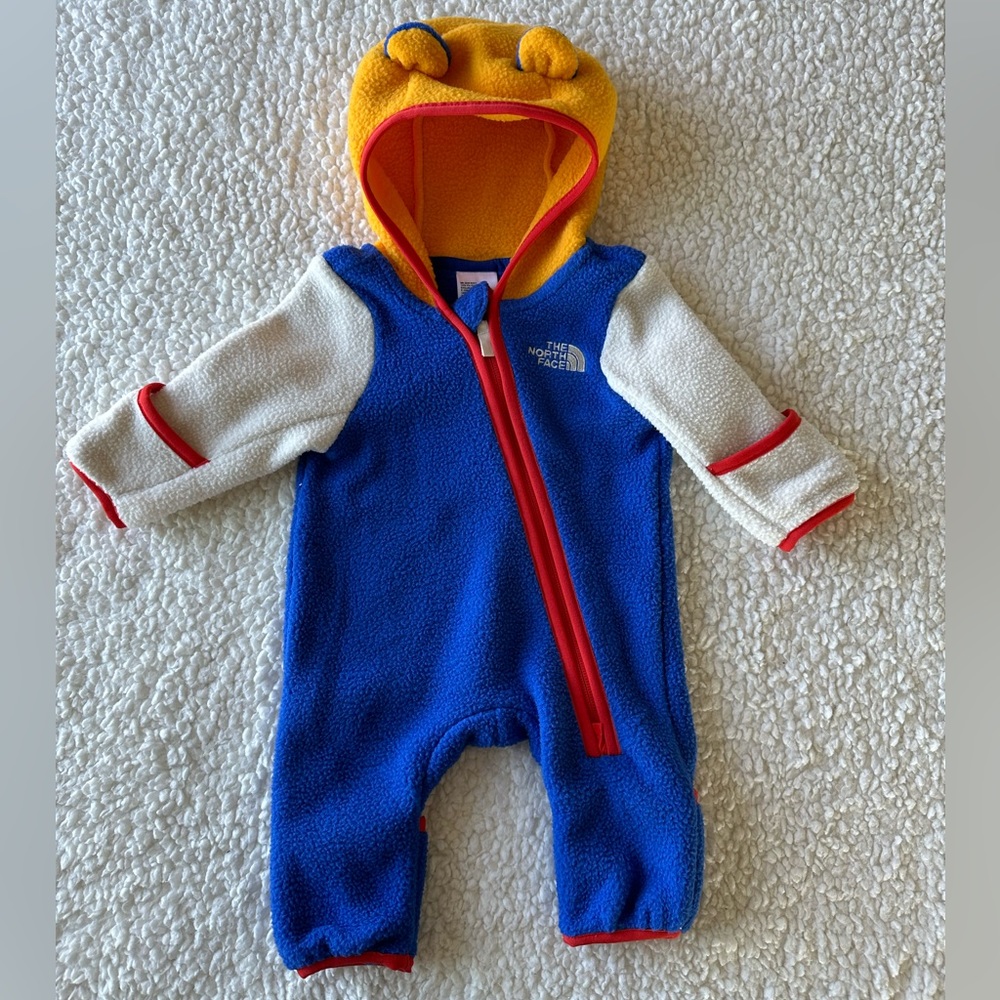 The North Face Blue and Yellow Kids One Piece